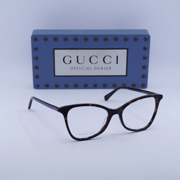 Gucci GG1360O 002 Cat Eye Eyeglasses - Dark Havana 53mm - Picture 1 of 12